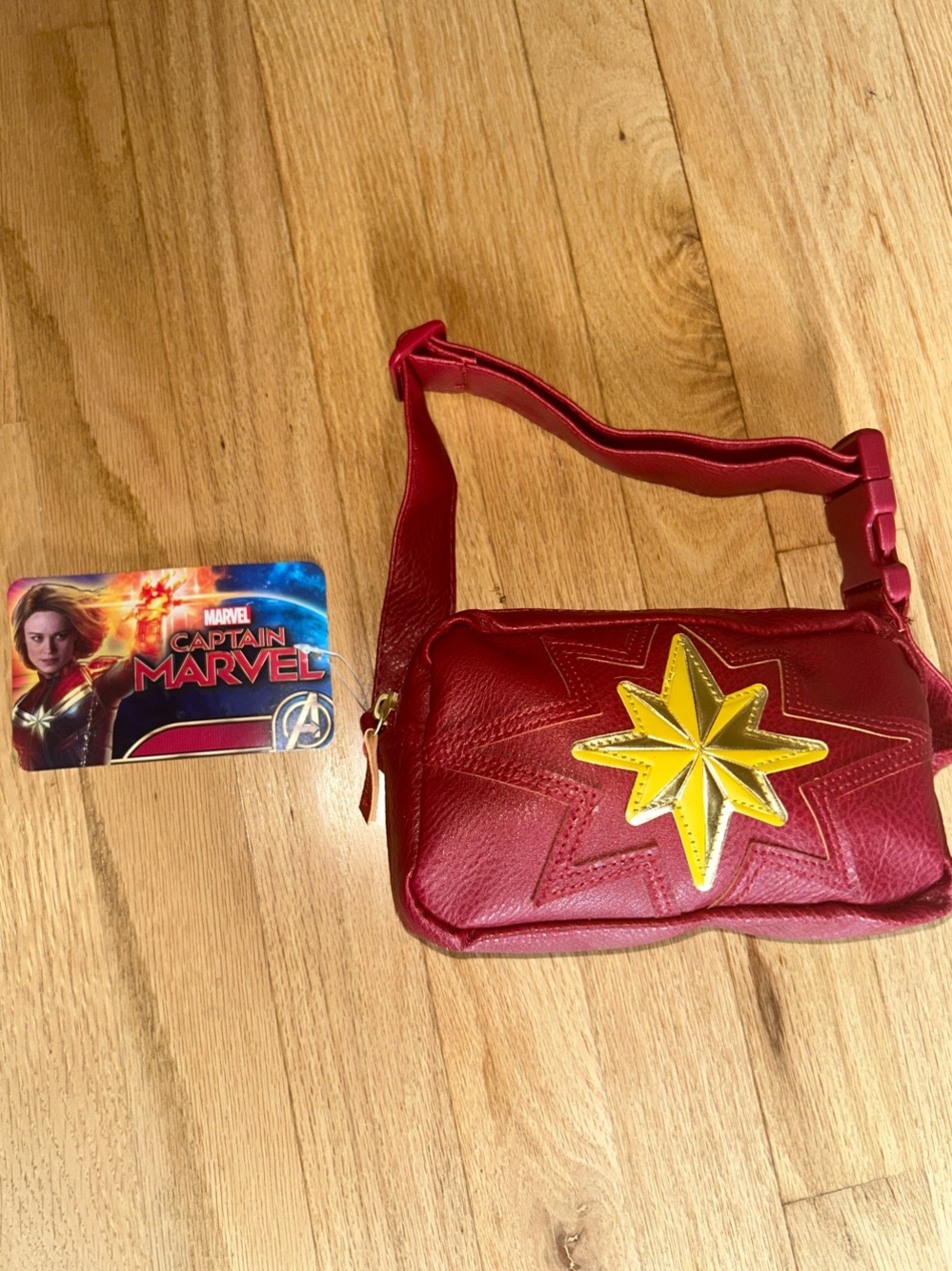 Captain Marvel Fanny Pack Gold Star Faux Leather